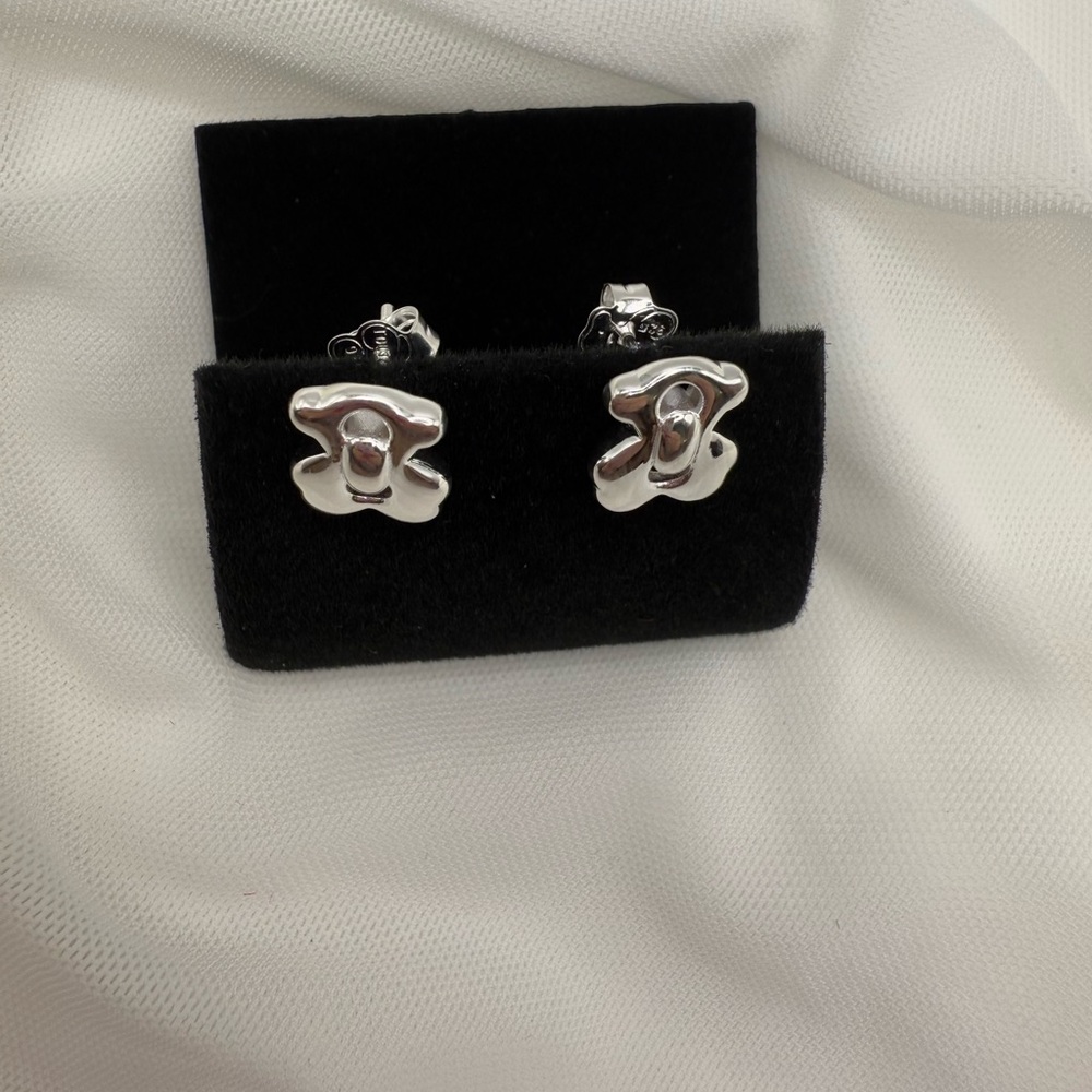 Silver Bear Shaped Earrings sterling silver 925 - Picture 5 of 8